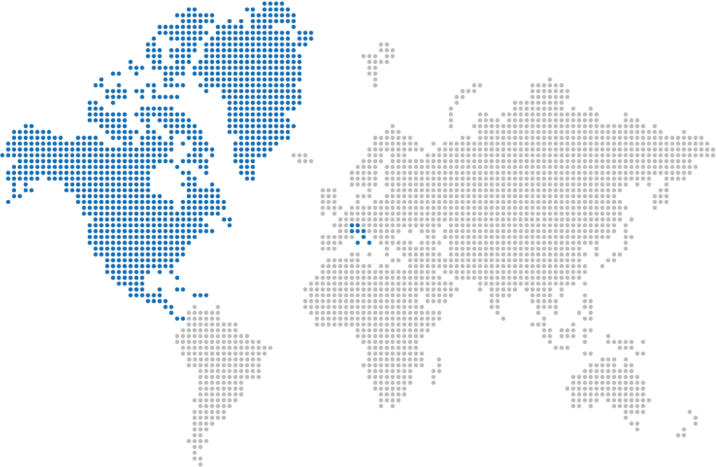 Cy-Laser North American Footprint dot map with Italy highlighted